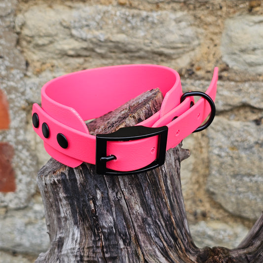 Neon Pink - Waterproof BioThane® Sighthound Collar / wide-fit Dog Collar