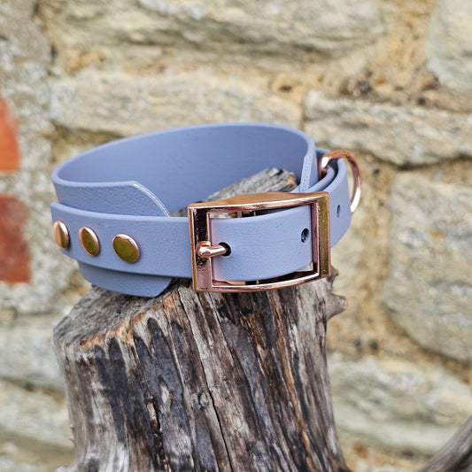 Grey - Waterproof BioThane® Sighthound Collar / wide-fit Dog Collar