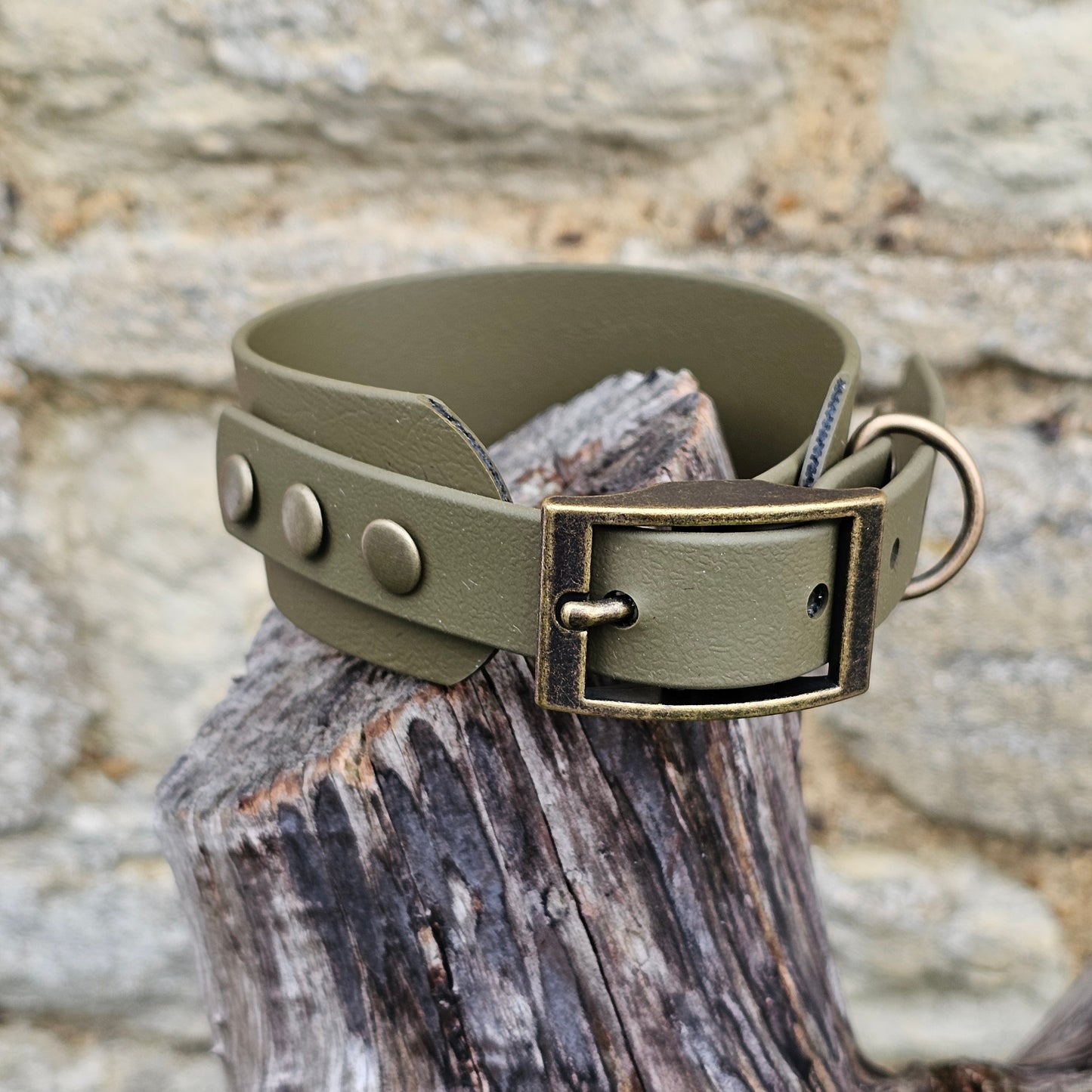 Olive - Waterproof BioThane® Sighthound Collar / wide-fit Dog Collar