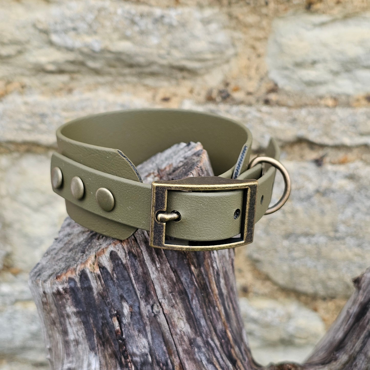 Olive - Waterproof BioThane® Sighthound Collar / wide-fit Dog Collar