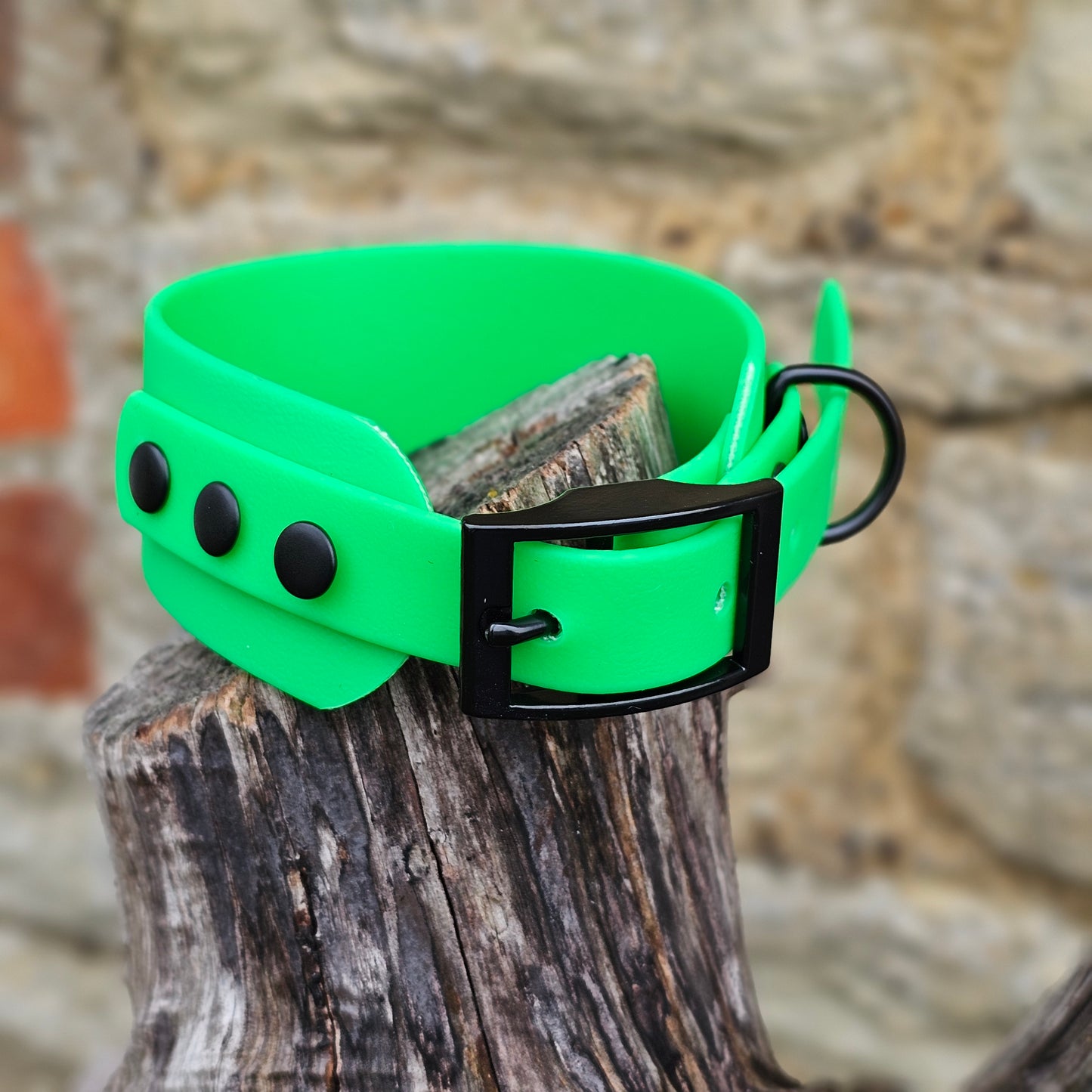 Neon Green - Waterproof BioThane® Sighthound Collar / wide-fit Dog Collar