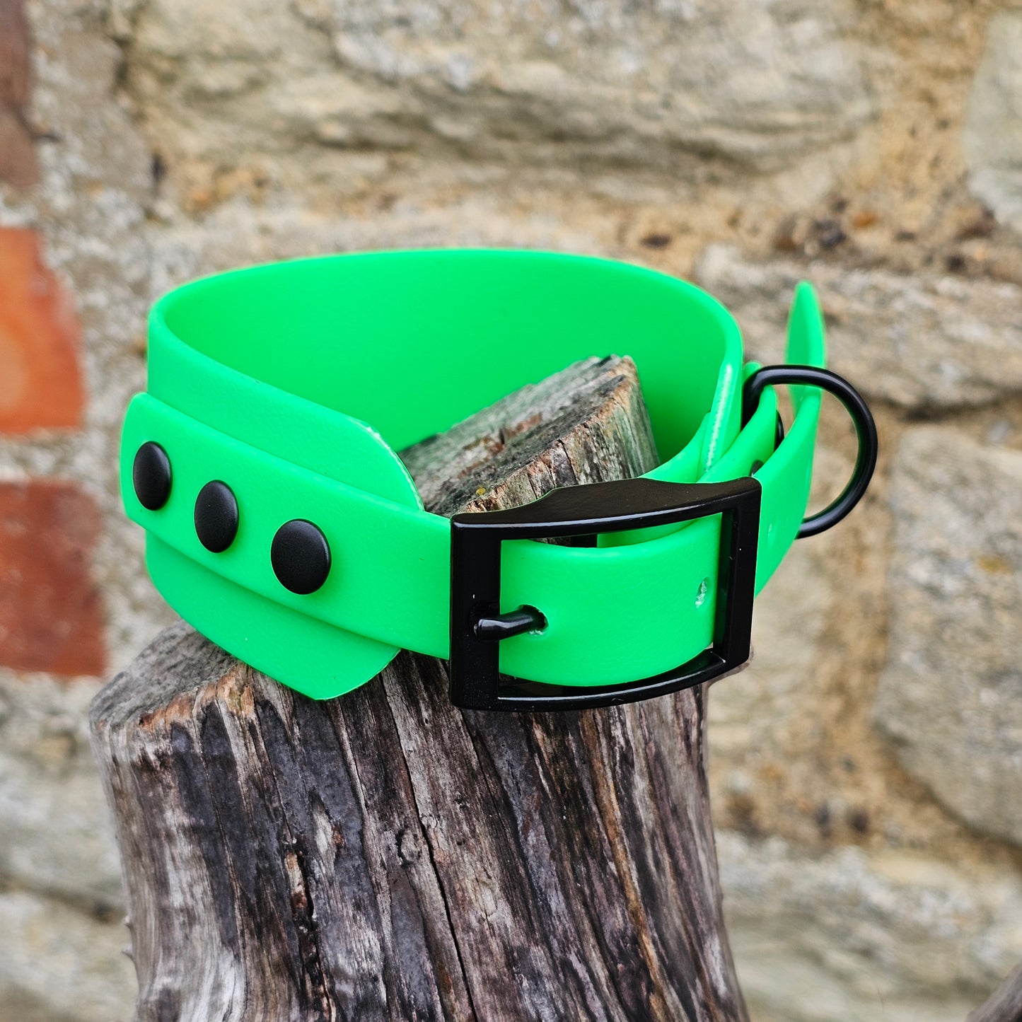 Neon Green - Waterproof BioThane® Sighthound Collar / wide-fit Dog Collar