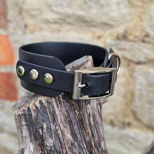 Black - Waterproof BioThane® Sighthound Collar / wide-fit Dog Collar