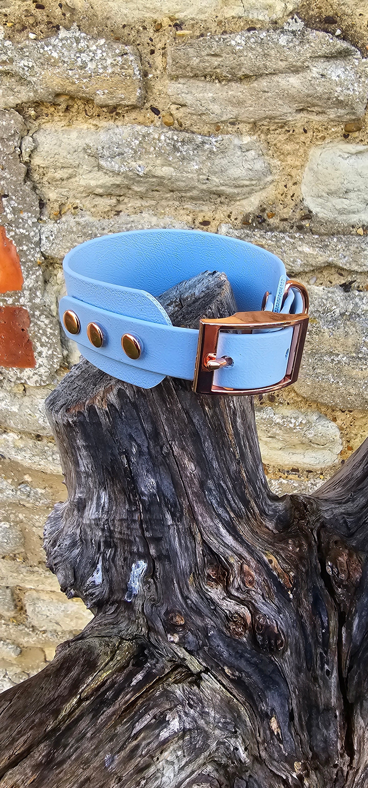 Baby Blue - Waterproof BioThane® Sighthound Collar / wide-fit Dog Collar