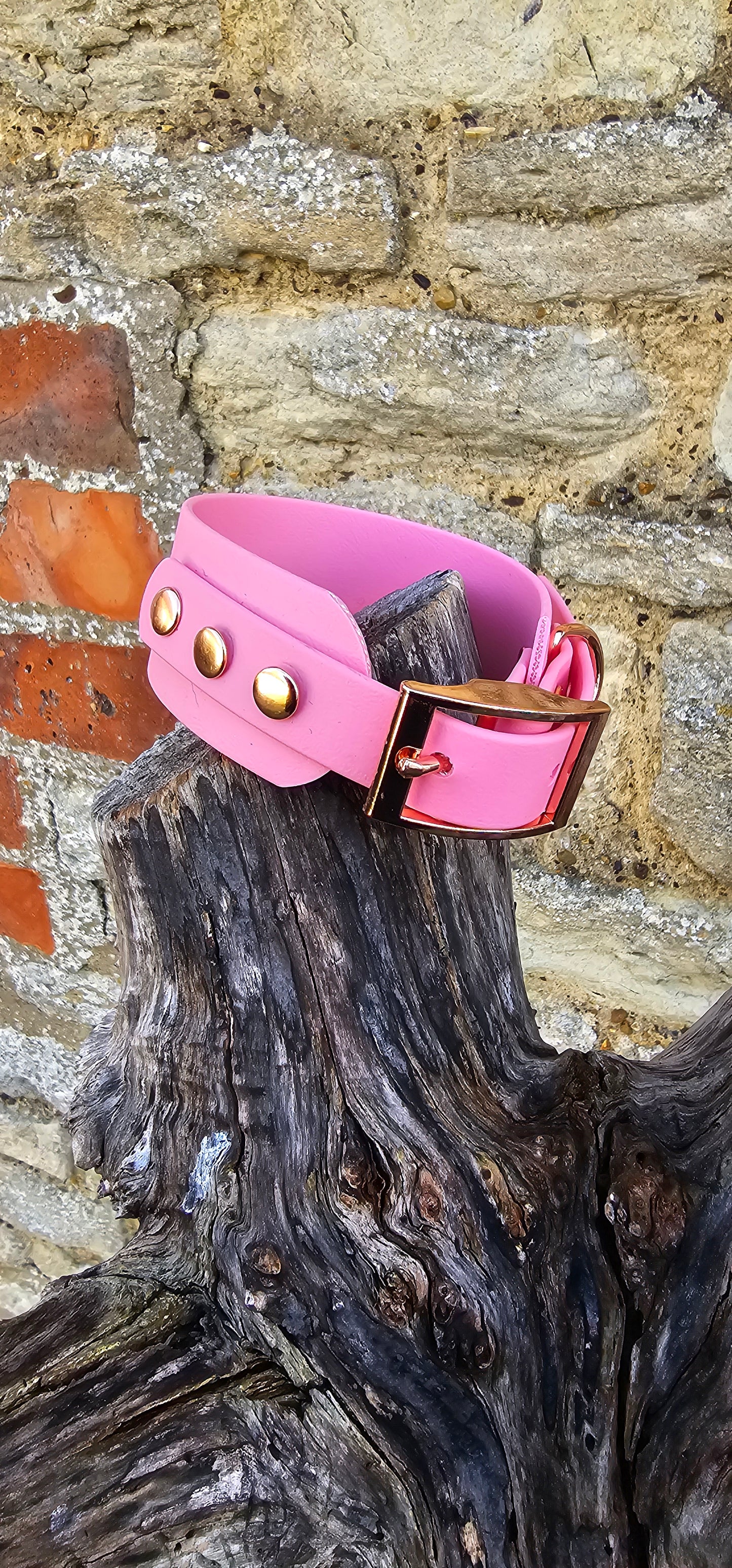 Baby Pink - Waterproof BioThane® Sighthound Collar / wide-fit Dog Collar