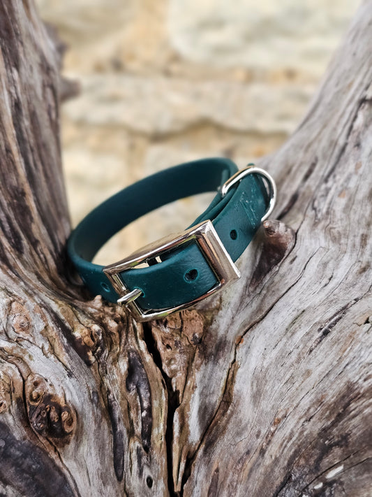 Dark Green - Waterproof BioThane© Dinky Dog Collar