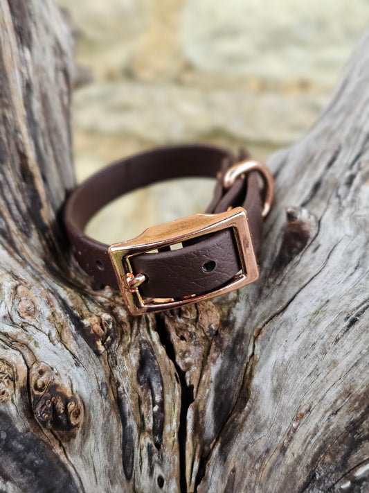 Dark Brown - Waterproof BioThane© Dinky Dog Collar