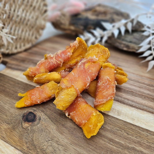 Mango wrapped in Chicken