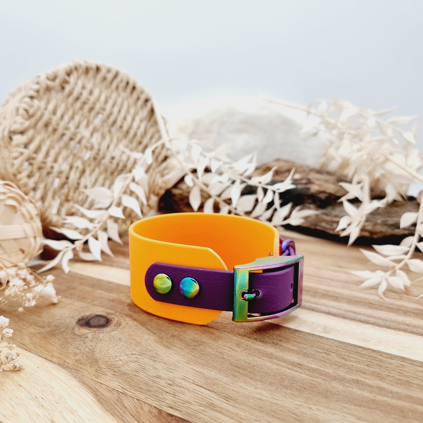 Orange & Warm Purple - two-coloured Biothane Sighthound Collar