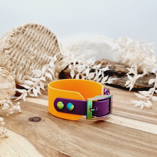Orange & Warm Purple - two-coloured Biothane Sighthound Collar