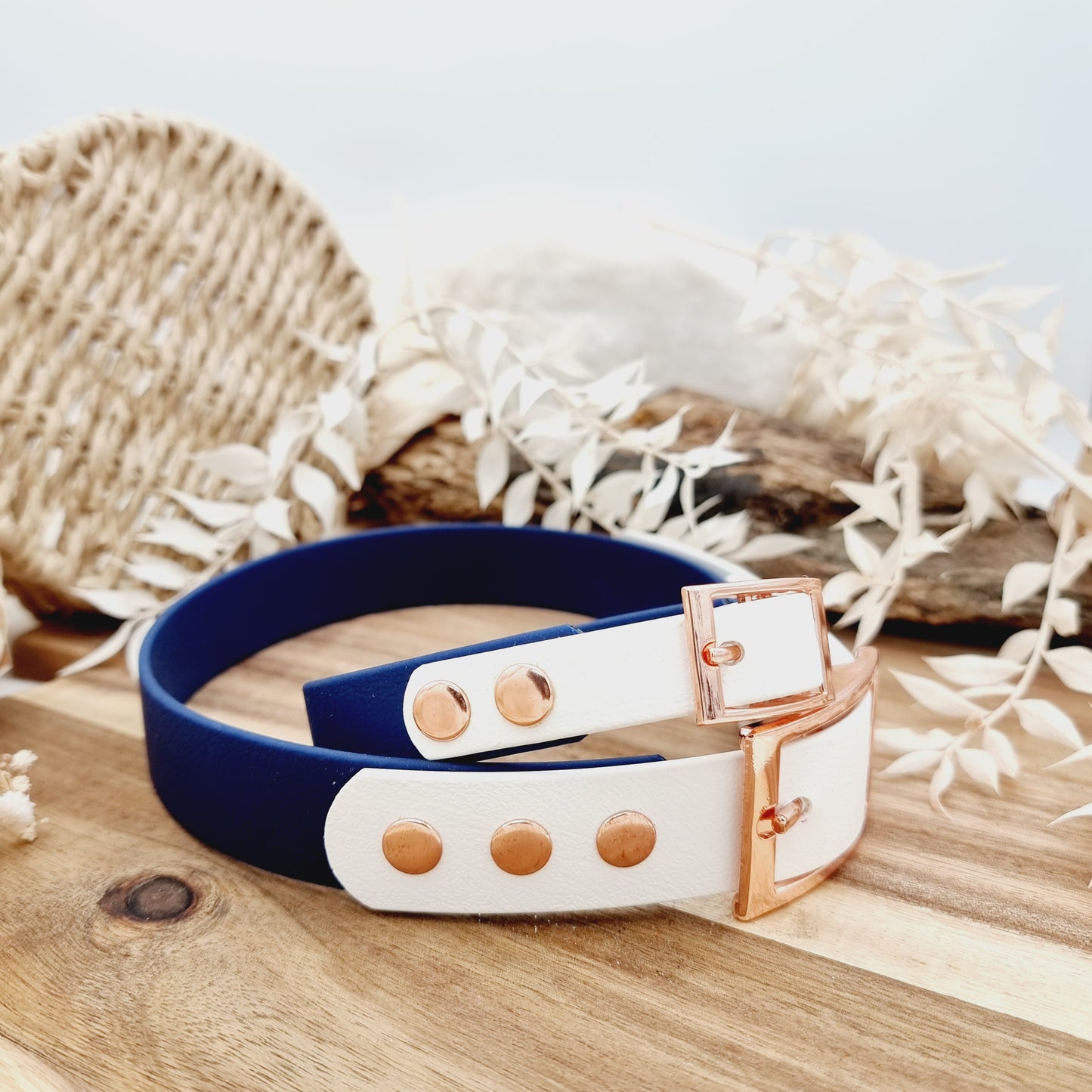 Navy & White - two-coloured Biothane Dog Collar