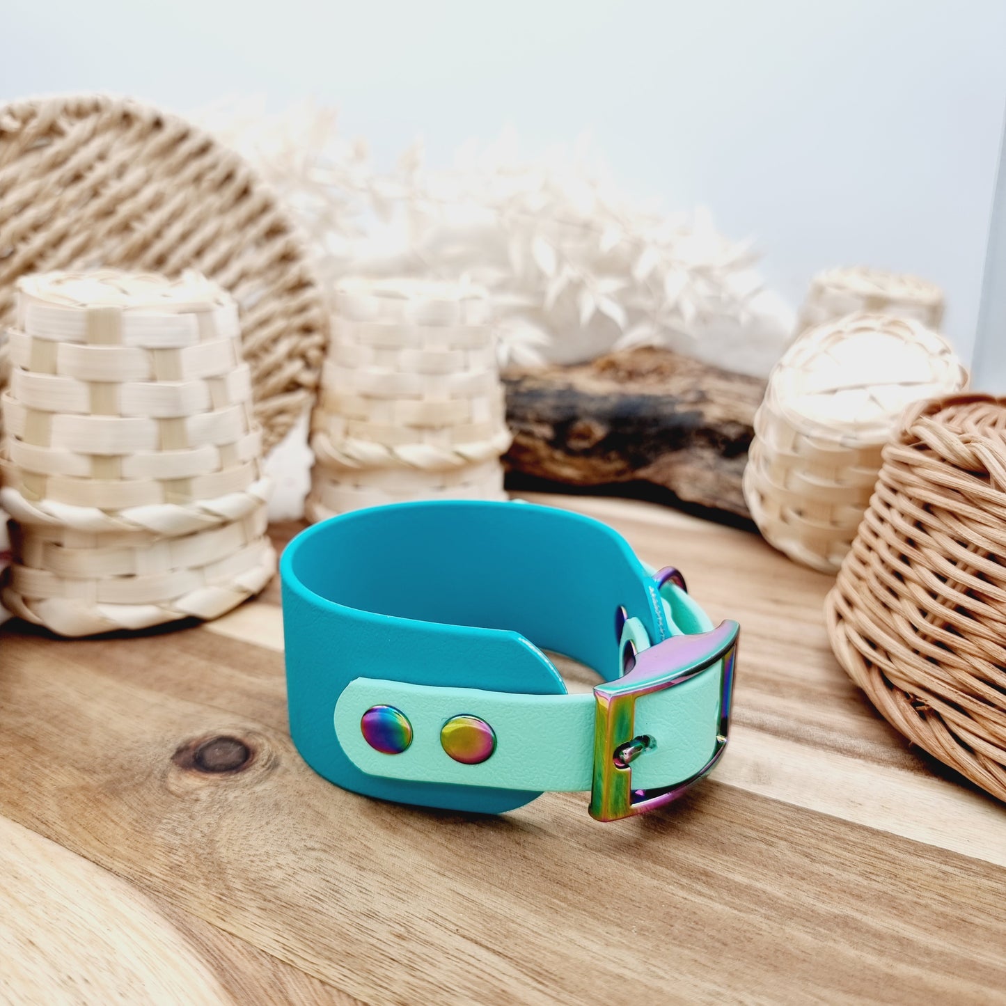 Teal & Mint - two-coloured Biothane Sighthound Collar