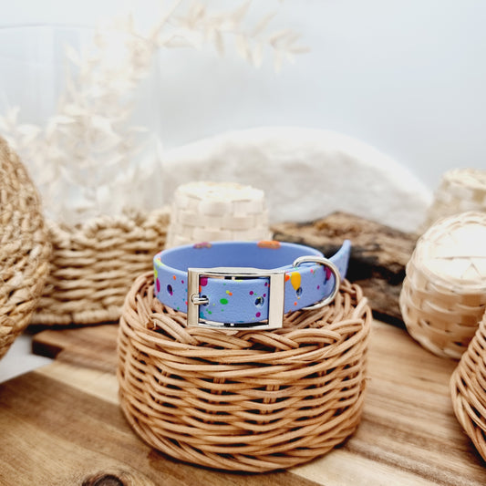 Periwinkle & Neon Splashes - Biothane Dog Collar