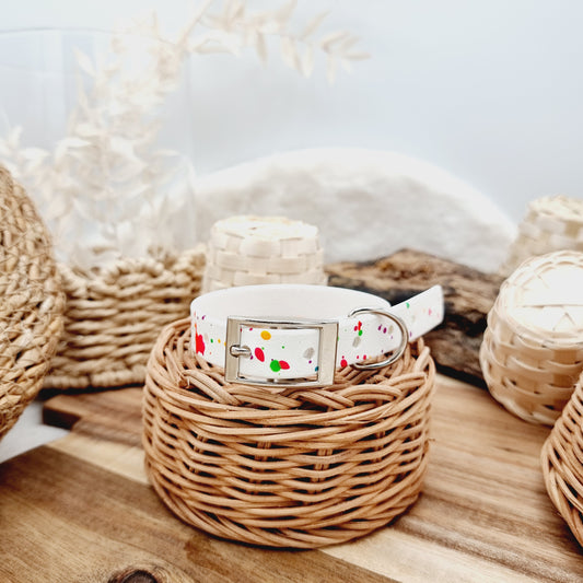 White & Neon Splashes - Biothane Dog Collar