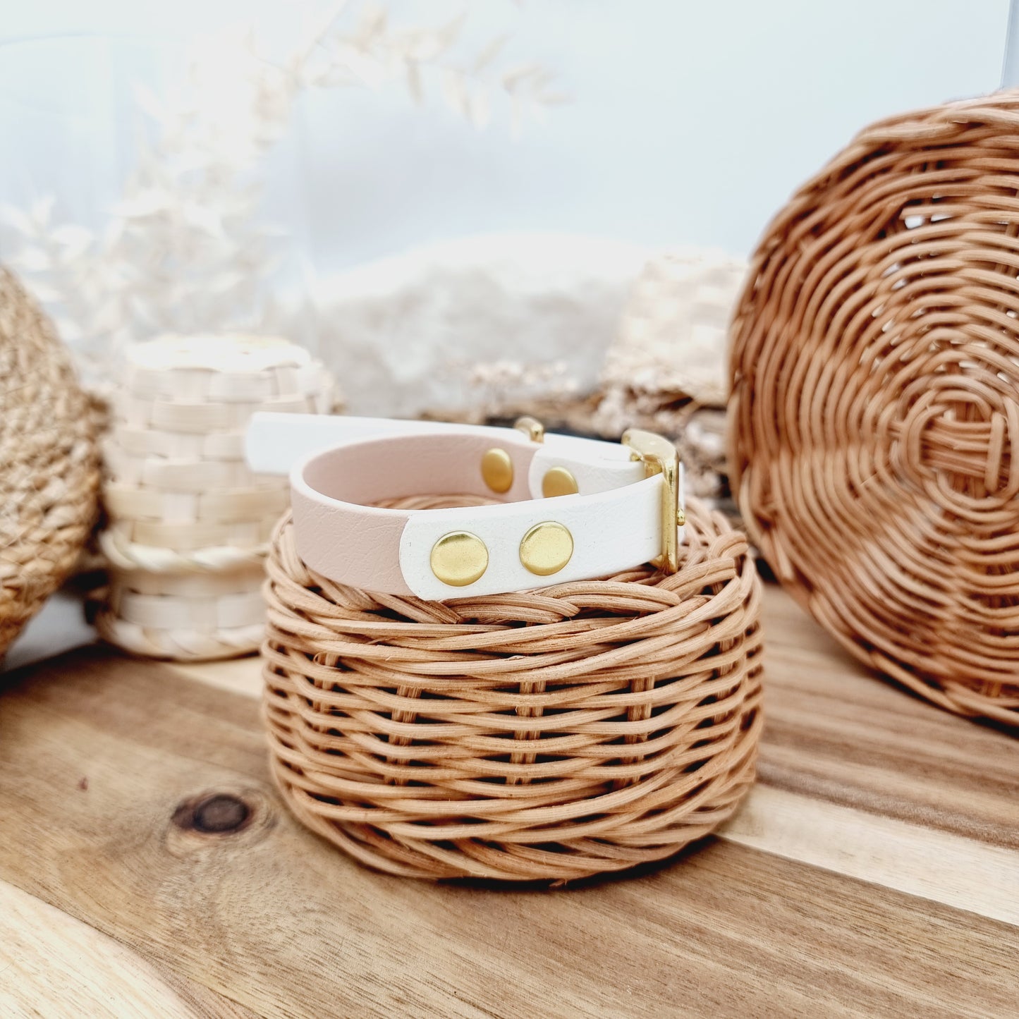 Powder Pearl & White (GB) Size XS - two-coloured Biothane Dog Collar