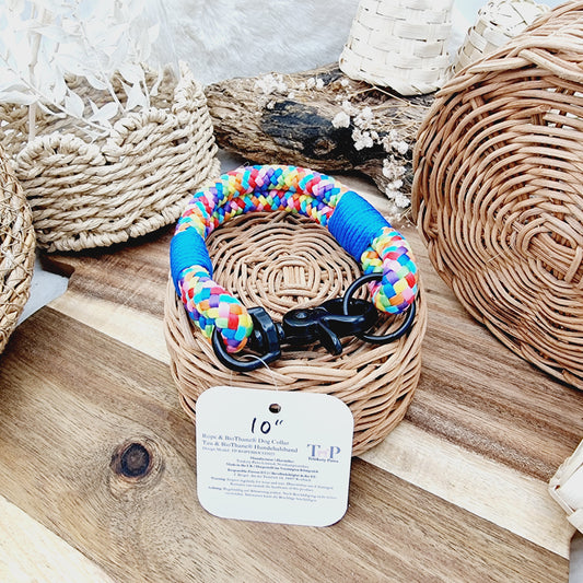 Rope Dog Collar - Rainbow - (Fits Neck Size 9" Range XS)