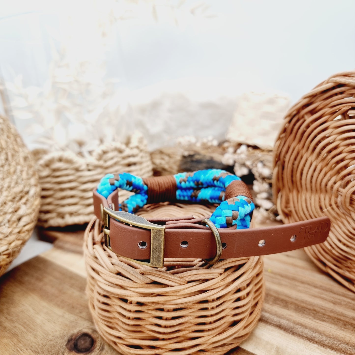 Abyss & Brown (Size Small) - Rope Biothane Dog Collar