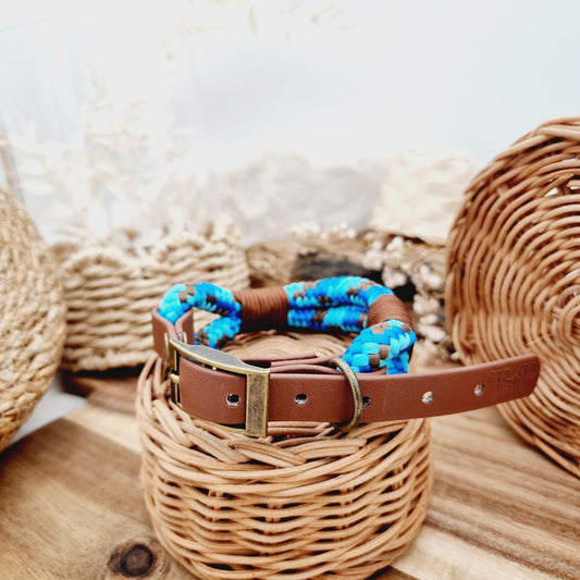 Abyss & Brown (Size Small) - Rope Biothane Dog Collar