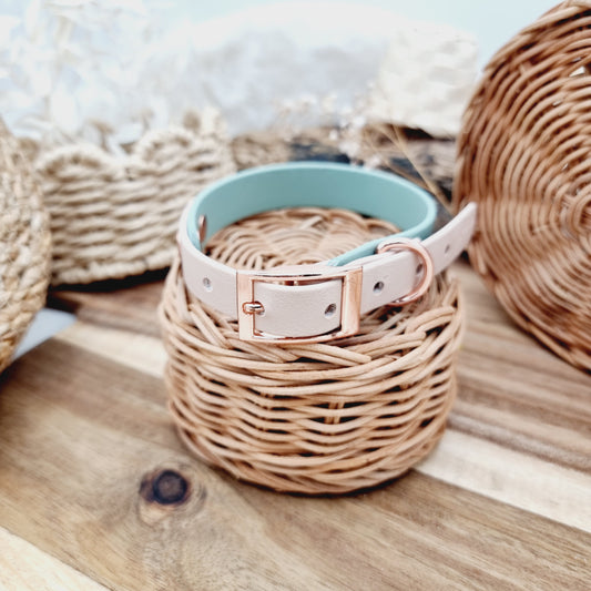 Sage&PowderPearl (RG) Size Small - two-coloured Biothane Dog Collar