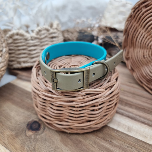 Duckegg&Clay (AB) Size Small - two-coloured Biothane Dog Collar