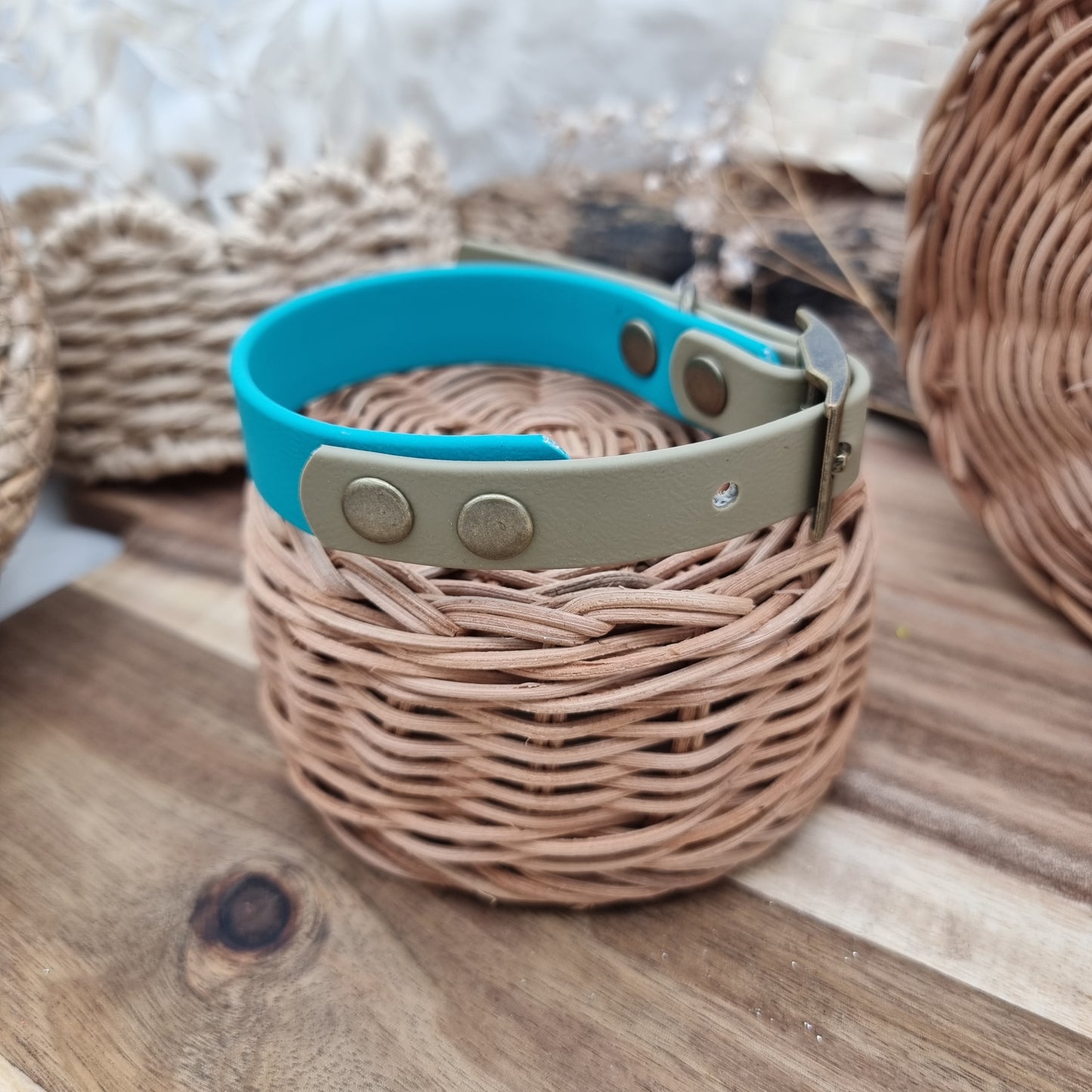 Duckegg&Clay (AB) Size Small - two-coloured Biothane Dog Collar