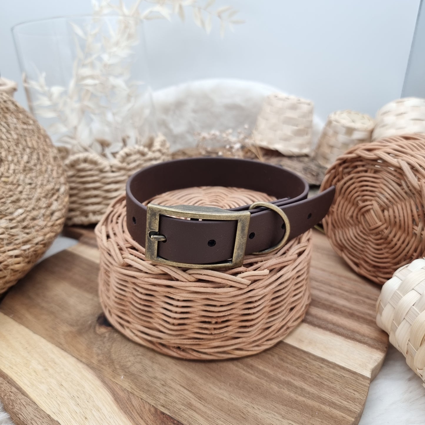 Dark Brown (AB) - Size M (25mm wide) Biothane Dog Collar