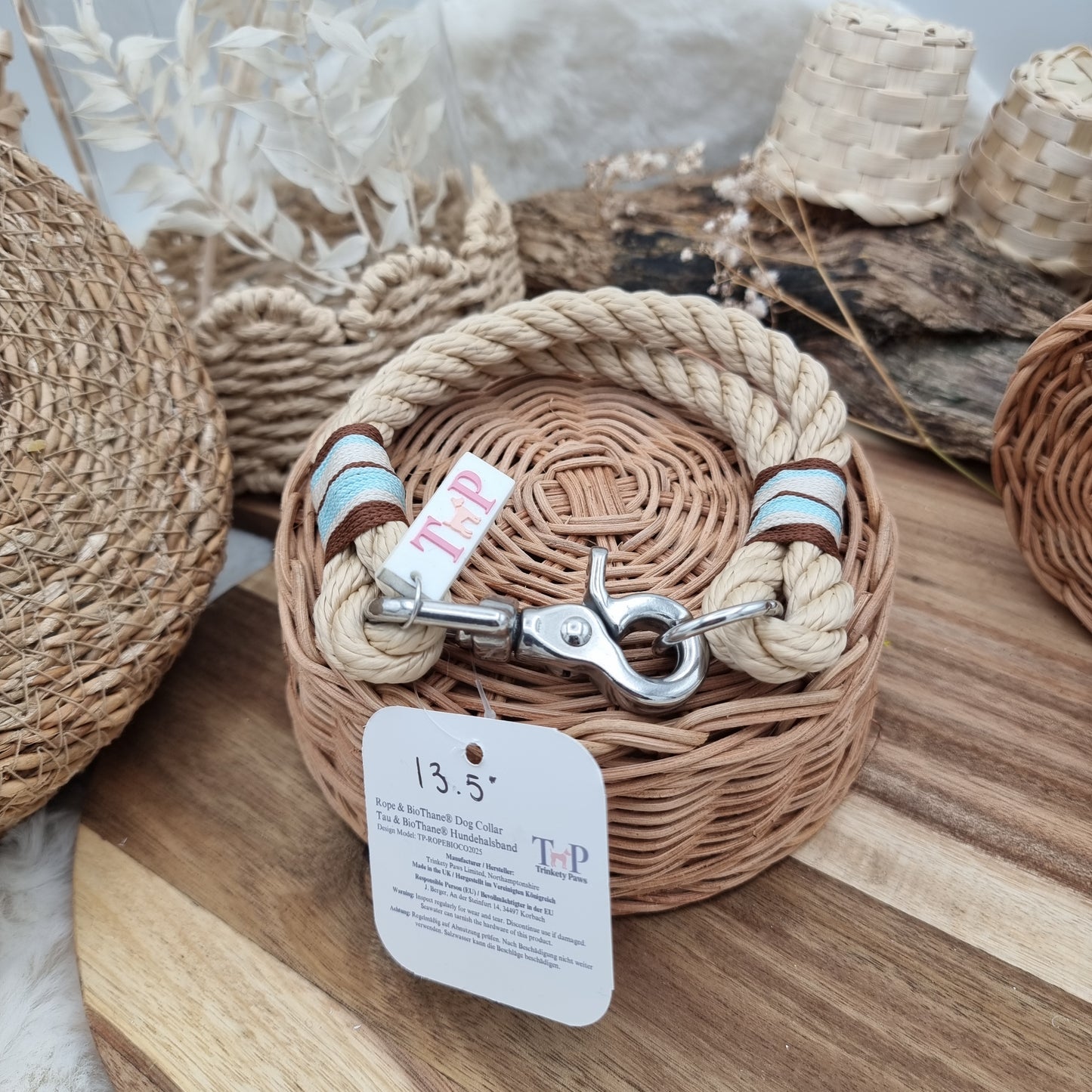 Rope Dog Collar - Sand Twisted - (Fits Neck Size 12" - Range S)