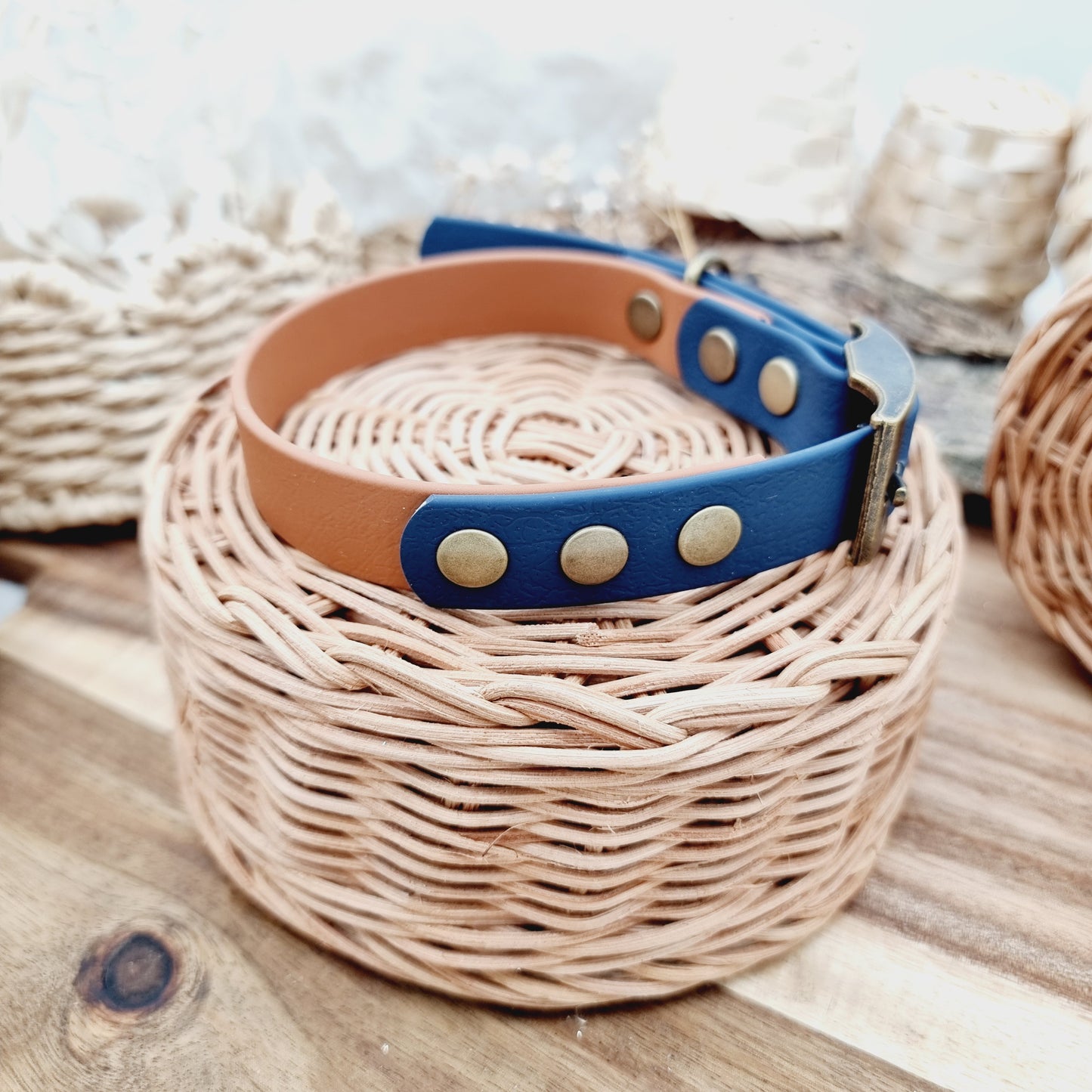 Tan & Kerosene (AB) Size Medium - two-coloured Biothane Dog Collar