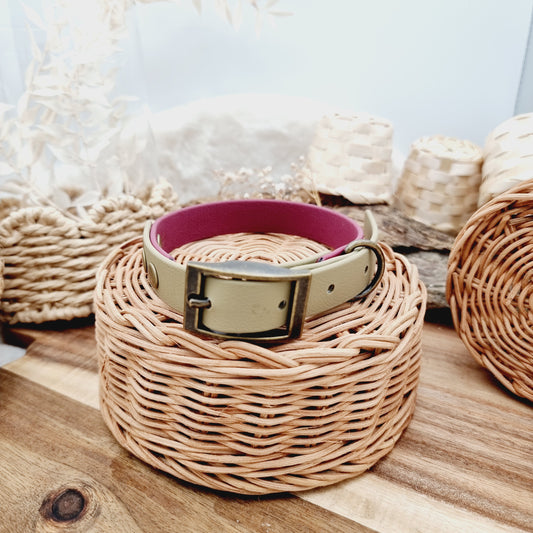 Burgundy & Clay (AB) Size Medium - two-coloured Biothane Dog Collar