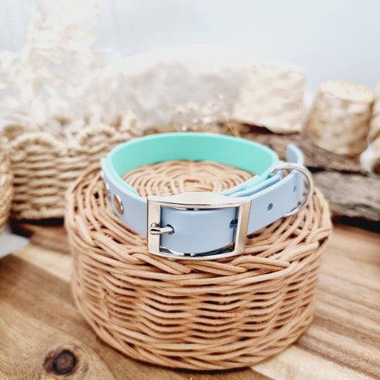 Mint & Baby Blue (SI) Size Medium - two-coloured Biothane Dog Collar
