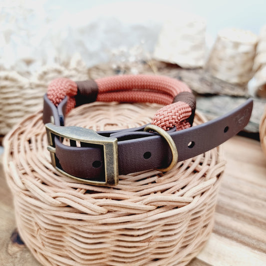 Rust & Dark Brown (Size Medium) - Rope Biothane Dog Collar