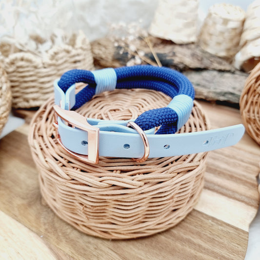 Dark Blue & Baby Blue (Size Medium) - Rope Biothane Dog Collar