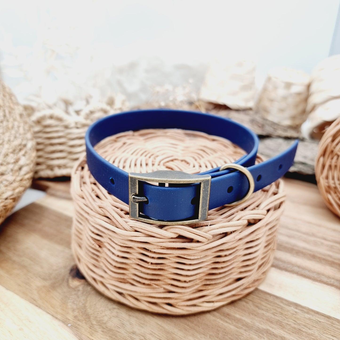 Navy (AB) - Size L (Slim 20mm width*) Biothane Dog Collar