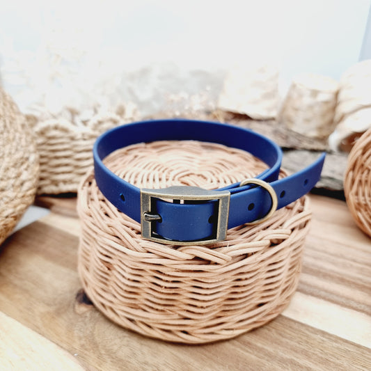 Navy (AB) - Size L (Slim 20mm width*) Biothane Dog Collar