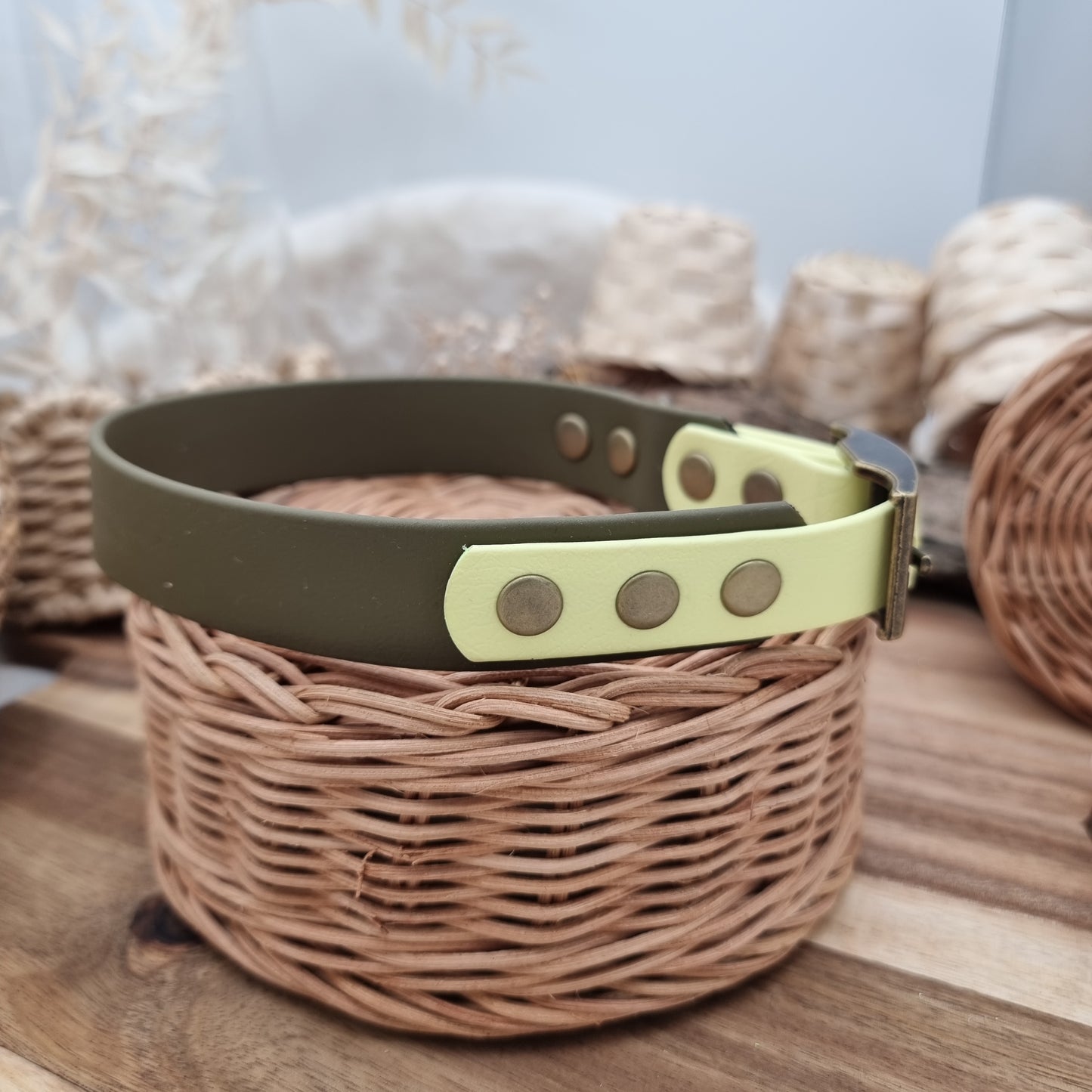Olive & Lemon (AB) Size L *slight imperfection - two-coloured Biothane Dog Collar