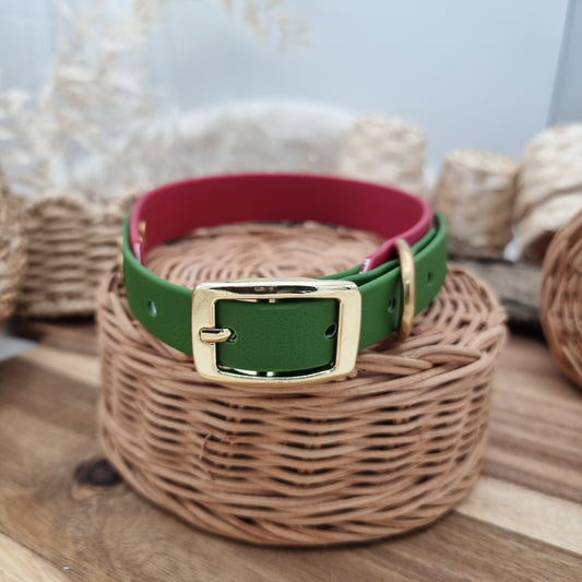 Wine & Olive (Gold) - Size M Waterproof Dog Collar