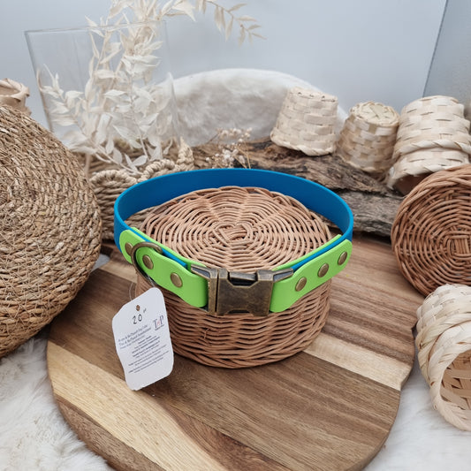 Biothane Dog Collar (fixed size) - Lagune/AppleGreen (AB) - (Fits Neck Size 19" Range L)