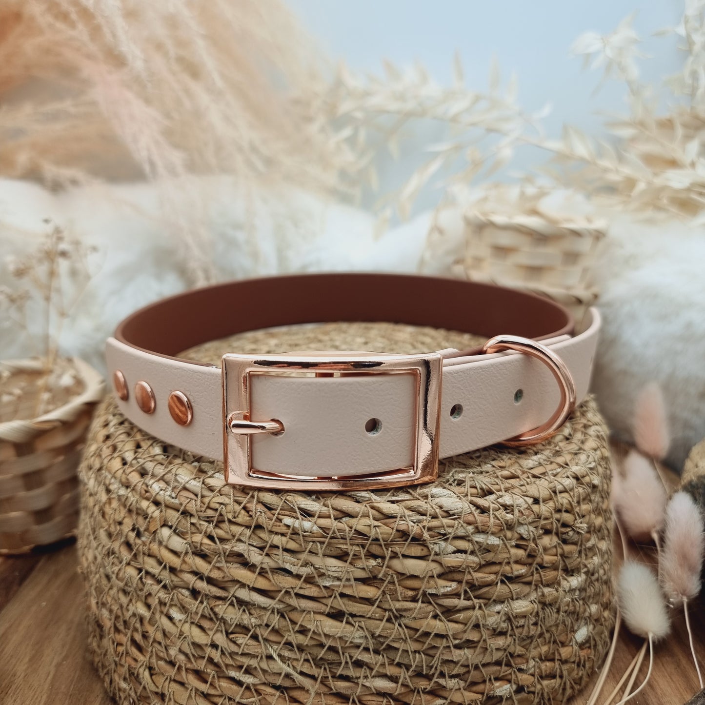 Brown & Powder Pearl (RG) Size XL - two-coloured Biothane Dog Collar
