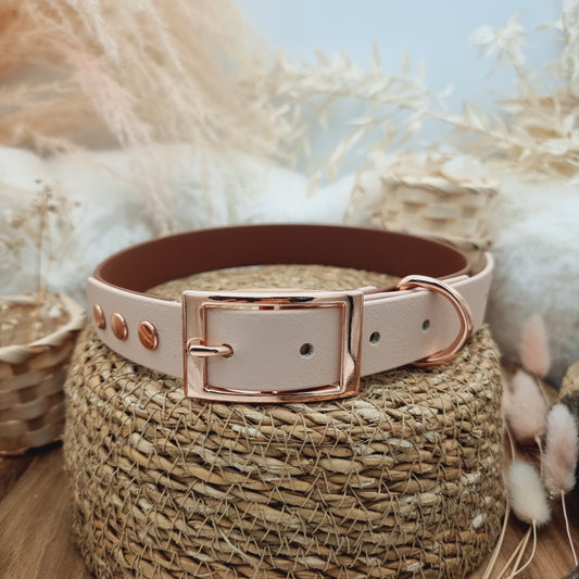 Brown & Powder Pearl (RG) Size XL - two-coloured Biothane Dog Collar