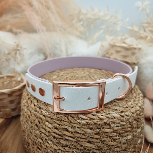 Lilac & White (RG) Size XL - two-coloured Biothane Dog Collar