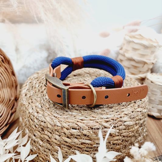 Dark Blue & Tan - Rope Biothane Dog Collar