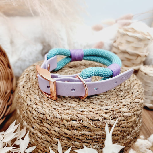 Seagreen & Lilac - Rope Biothane Dog Collar
