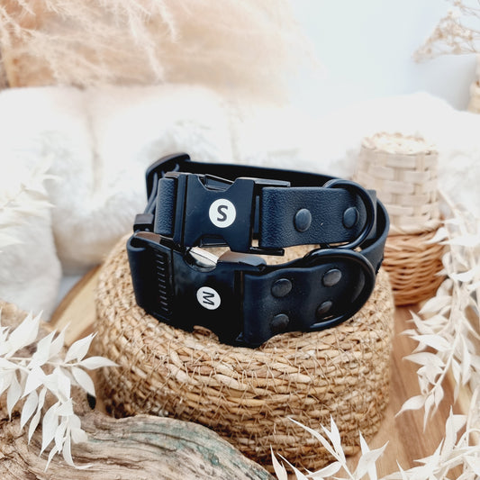 Black - Wide Fit - Quick Release Biothane Dog Collar