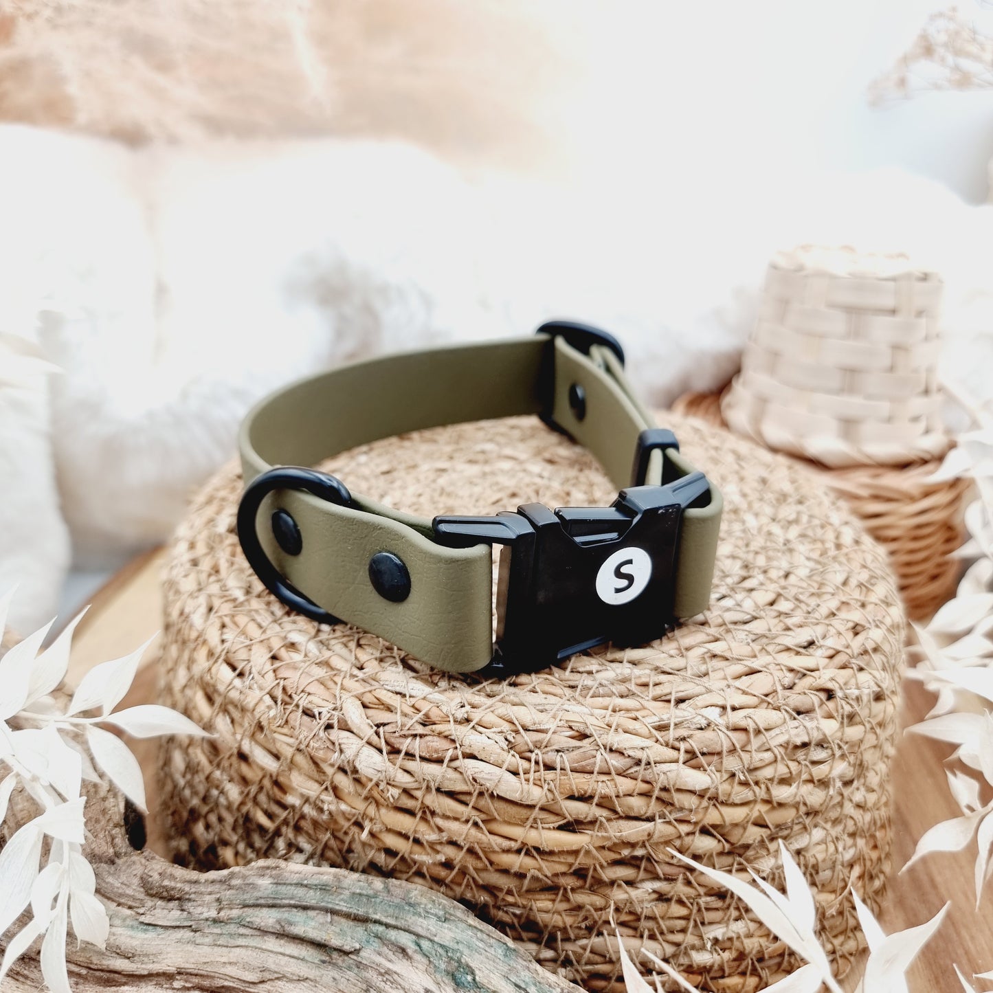 Olive - Wide Fit - Quick Release Biothane Dog Collar