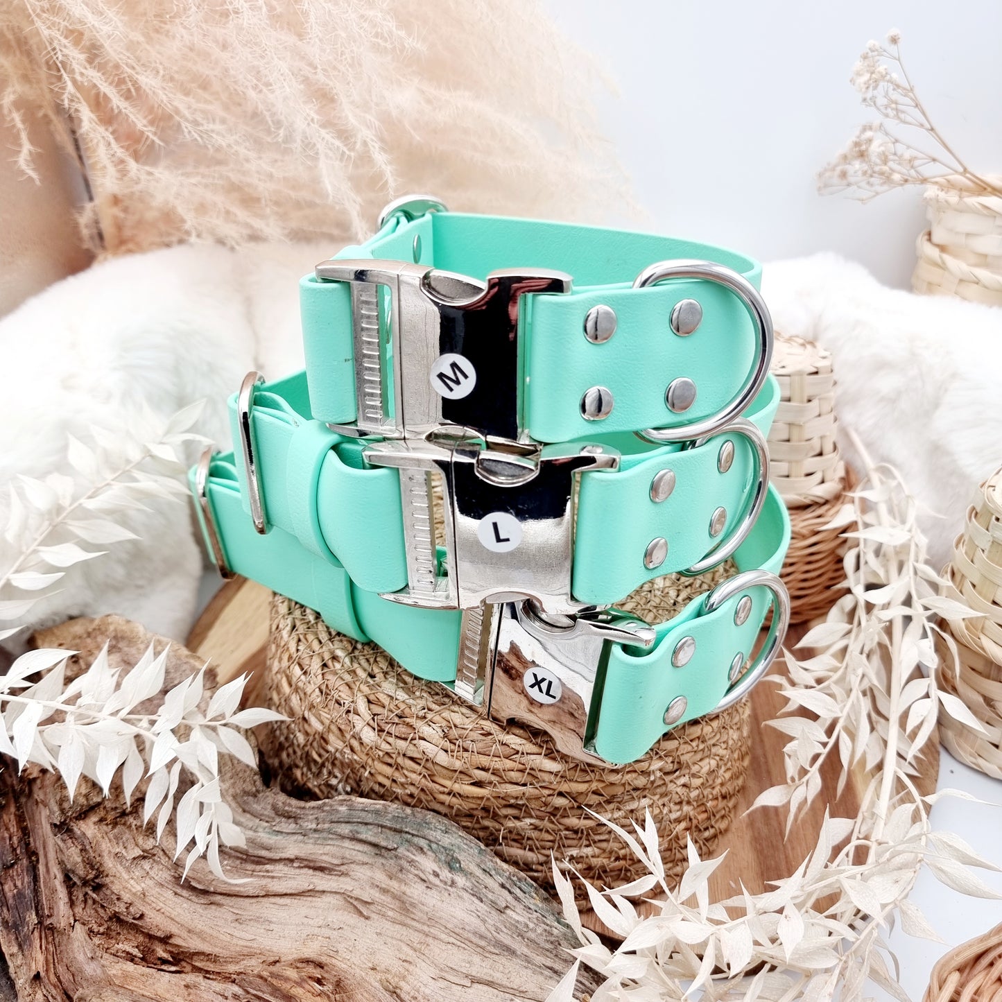 Mint - Wide Fit - Quick Release Biothane Dog Collar