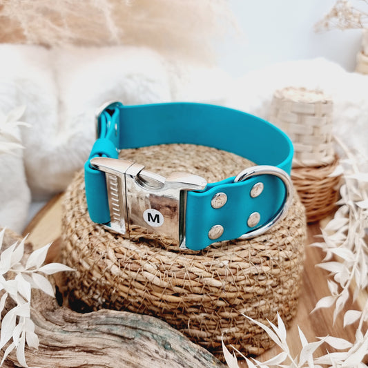 Teal - Wide Fit - Quick Release Biothane Dog Collar