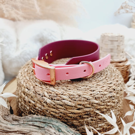 Burgundy & Baby Pink - two-coloured Biothane Sighthound Collar