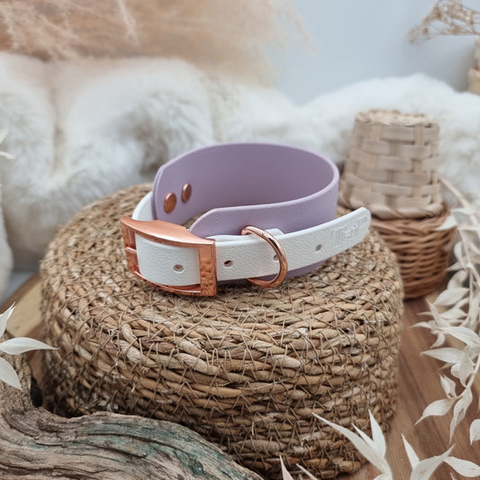 Lilac & White - two-coloured Biothane Sighthound Collar (1x Size S)