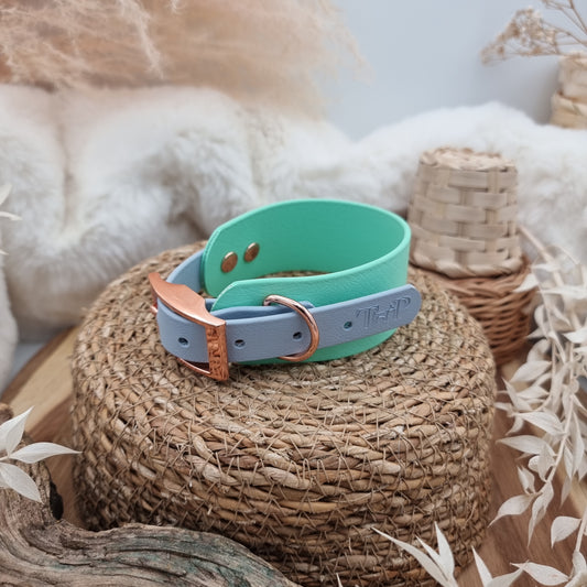 Mint & Baby Blue (RG) - two-coloured Biothane Sighthound Collar (1x Size S)