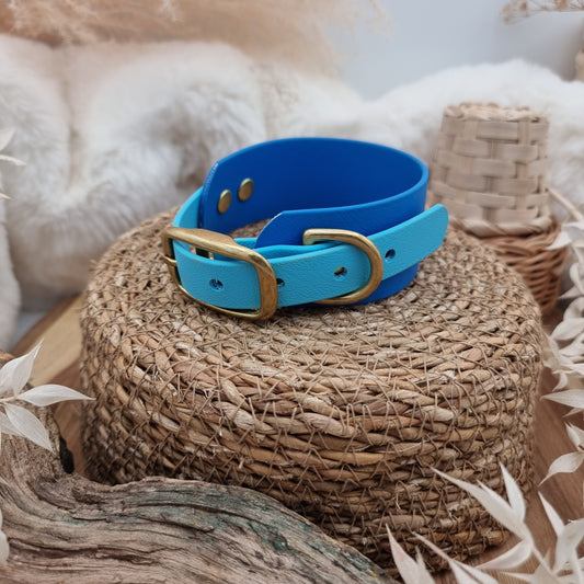 Blue & Neon Blue (GB) - two-coloured Biothane Sighthound Collar (1x Size S)